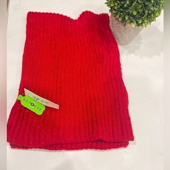 NWT Style & Co Solid black Ribbed Muffler Scarf red, women accessories - Picture 5 of 6